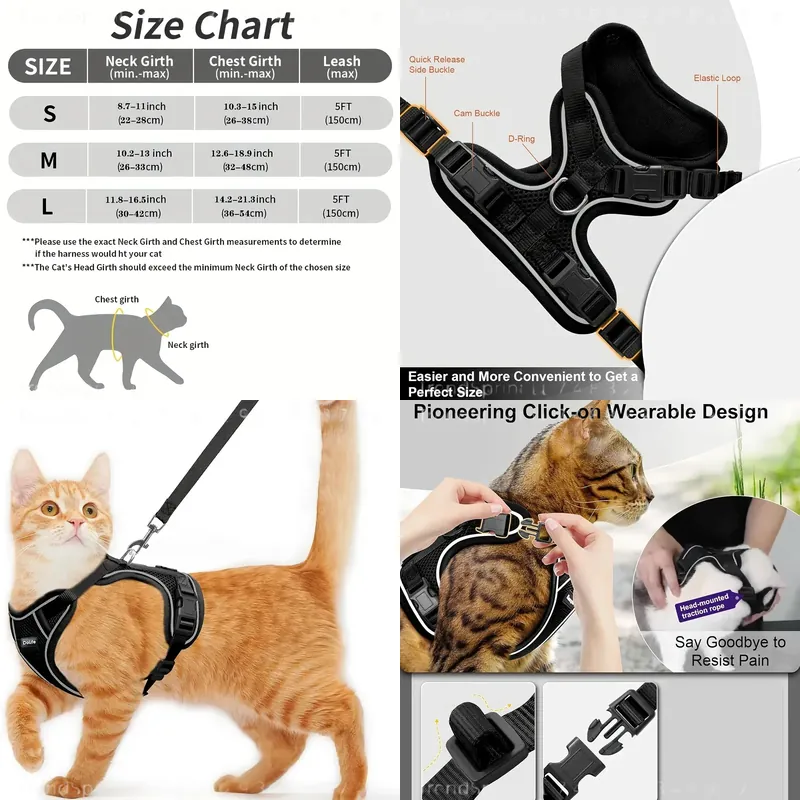 Outdoor Adventures - Set Tali dan Harness Kucing Anti-Lari,