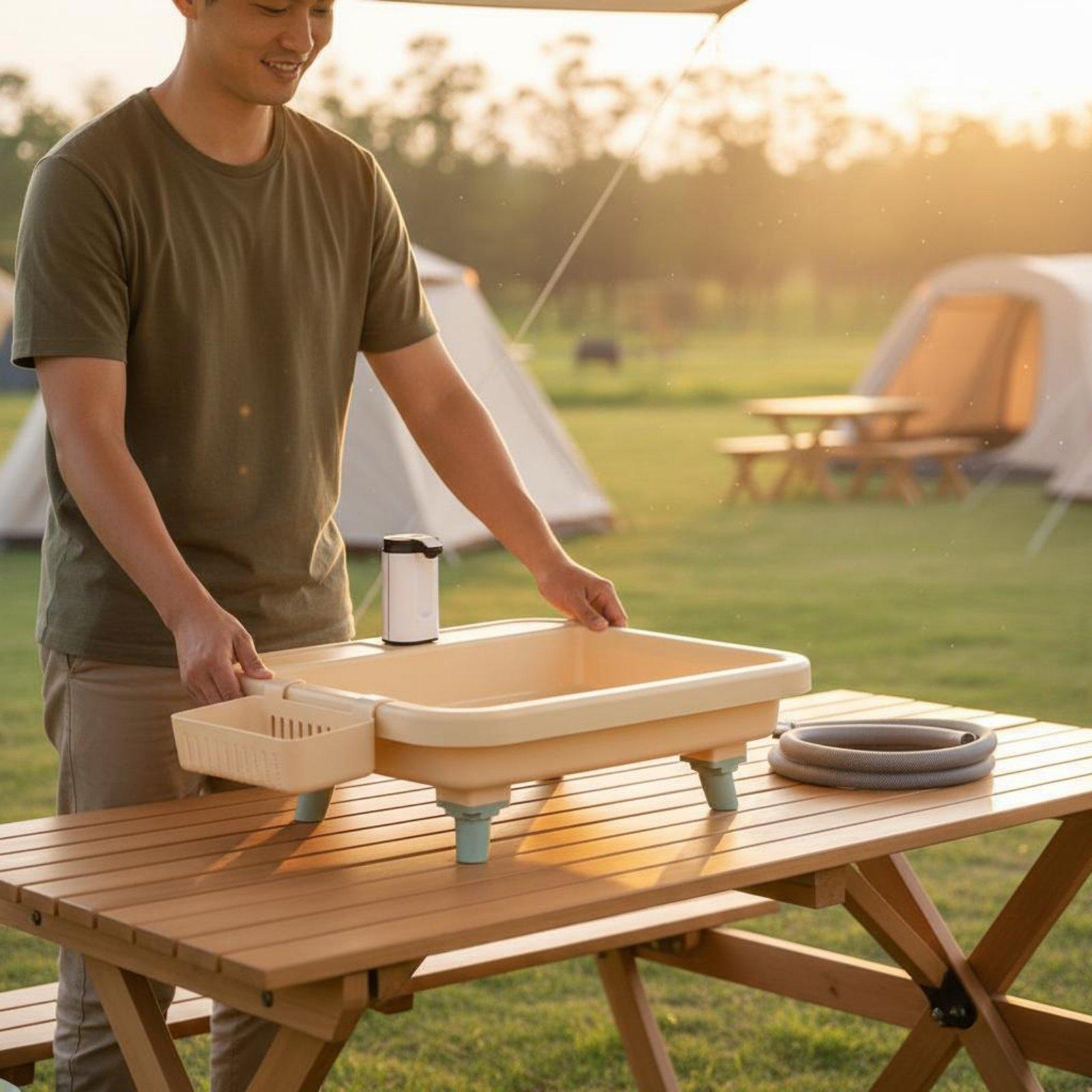 Outdoor Adventures - Wastafel Camping Portabel dengan Keran Terintegrasi