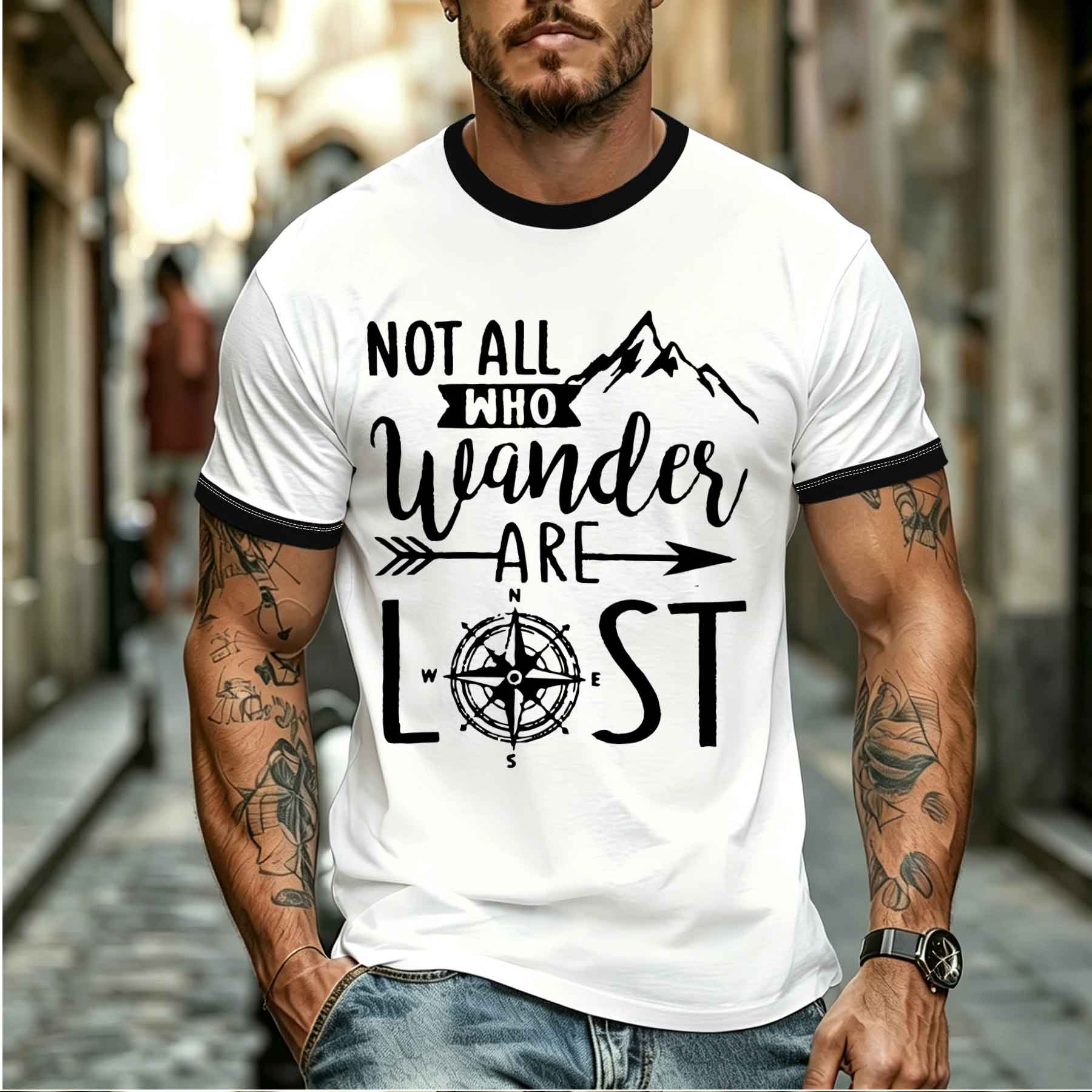 Outdoor Adventure Quotes Short - Kaos Petualangan Luar Ruangan Pria Model