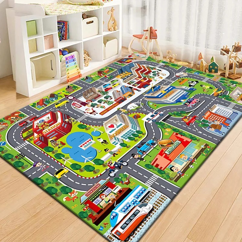Outdoor Adventure For Kids - Karpet Peta Kota Anak-Anak Warna-Warni, Alas