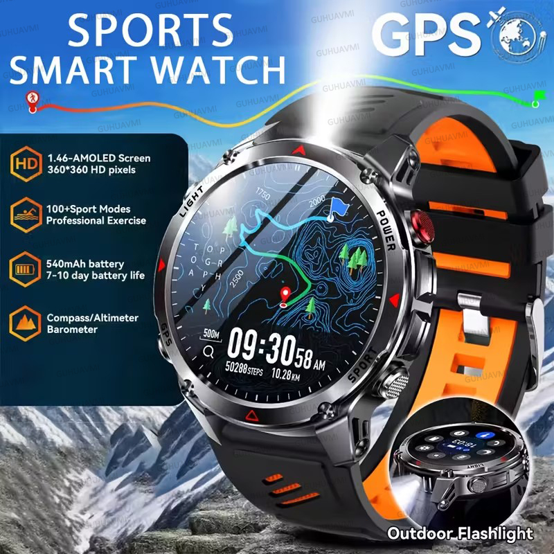 Outdoor Adventure Reservations - Jam Tangan Pintar GPS Petualangan Militer