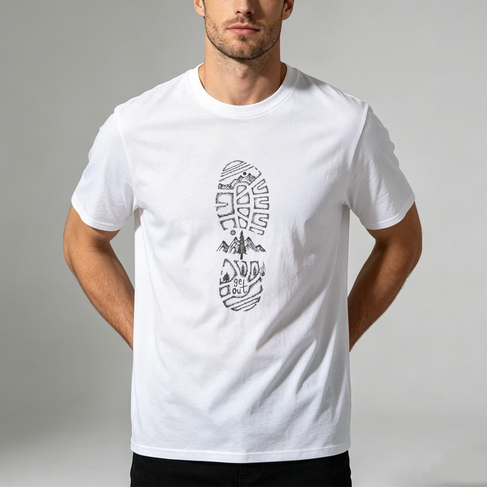 Outdoor Adventure Quotes Short - Kaos Cetak Gambar Pemandangan Gunung, Hiking