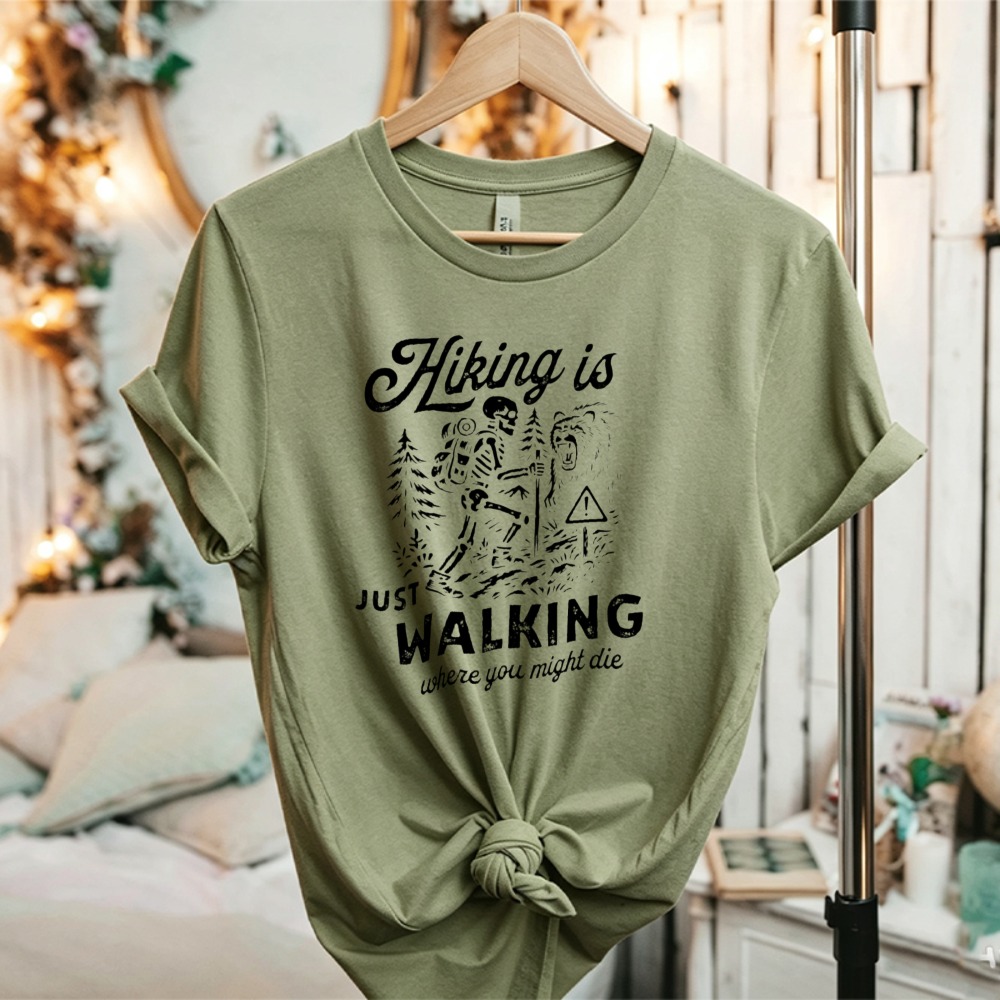 Kaos Katun Wanita Musim Gugur  - Outdoor Adventure Quotes Short ulasan dan harga